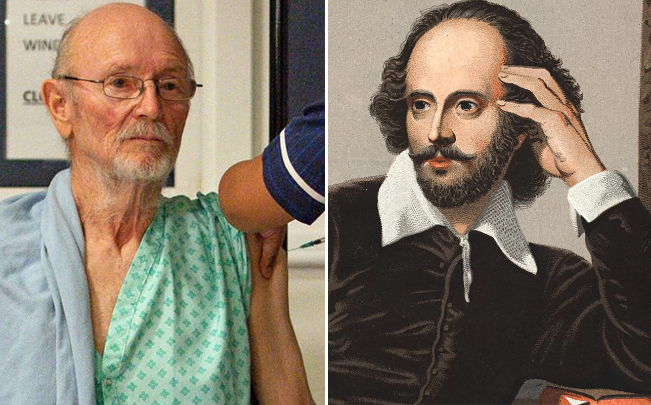 Shakespeare Vacinado: idoso com nome de escritor é 2ª pessoa a receber imunização na Inglaterra